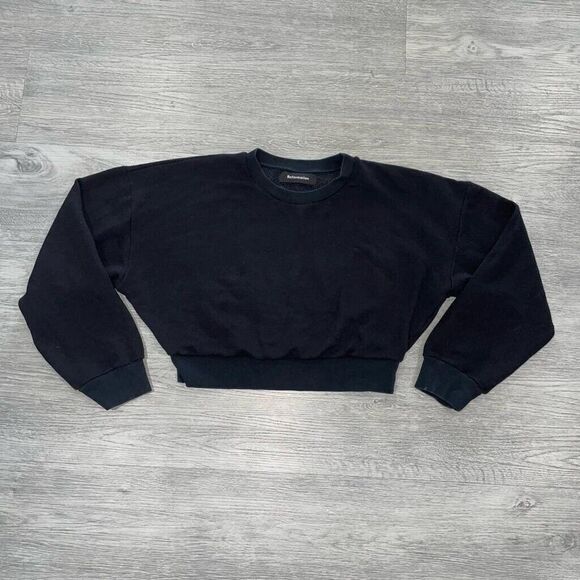 Reformation Sweatshirt Women's XS Hunter Cropped Pullover Long Sleeve Top Black - Picture 1 of 11
